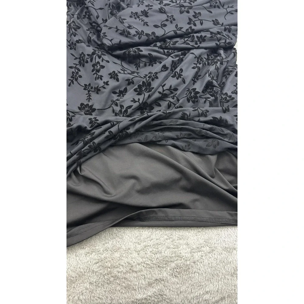 SHEIN‎ Velvet Burnout Sheer Overlay Maxi Dress Womens M Black Floral Whimsigoth - Picture 6 of 15